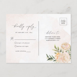 Peony en Gold Foil Flowers RSVP Briefkaart