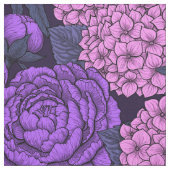 Peony en hydrangea in roze en violet stof (Swatch)