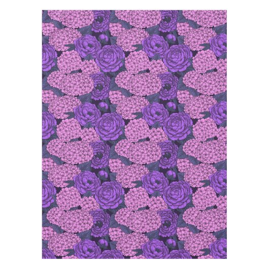 Peony en hydrangea in roze en violet tafelkleed (Voorkant)