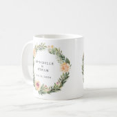 Peony et Foliage Mariage Favoriser le café Mug (Devant gauche)