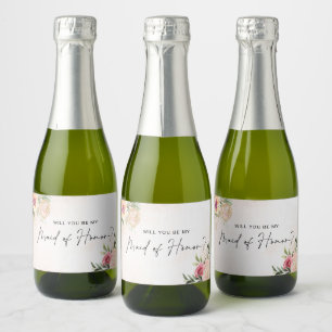 Peony et Gold Bloom Maid of Honor Wine Étiquette