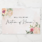 Peony et Gold Bloom Matron of Honor Wine Étiquette (Étiquettes simples)