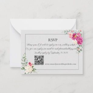 Peony et Rose Greenery QR Code carte RSV