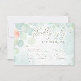 Peony Eucalyptus Greenery Monogram Meal Choice RSVP Kaartje