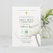 PEONY First Holy Communion Invitation SAGE (Debout devant)