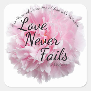 Peony Floral 2019 JW CONVENTIE "Liefde nooit mislu Vierkante Sticker