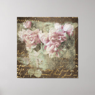 ** Peony Floral AR23 Handschrift Vintage Victoriaa Canvas Afdruk