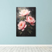Peony Floral Artwork Canvas Afdruk (Insitu (Houten vloer))
