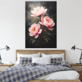 Peony Floral Artwork Canvas Afdruk (Insitu (Slaapkamer))