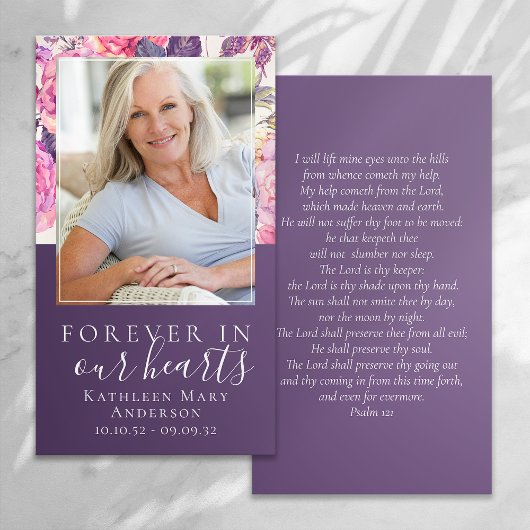 Peony Floral Dans Nos Coeurs Carte De Prière Memor