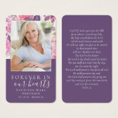 Peony Floral Dans Nos Coeurs Carte De Prière Memor (Devant & derrière)