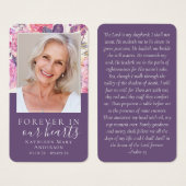 Peony Floral Dans Nos Coeurs Carte De Prière Memor (Devant & derrière)