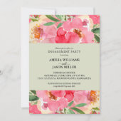 Peony Floral Engagement Party Kaart (Voorkant)