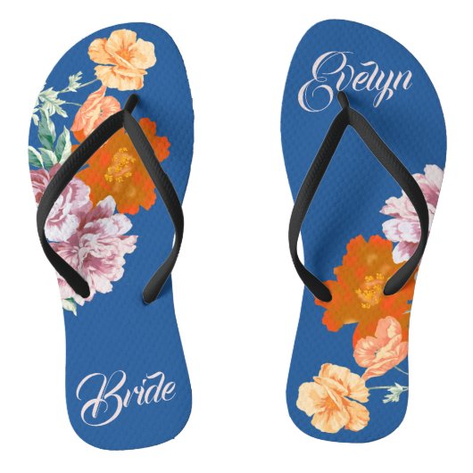 Peony Floral iets blauw Teenslipper Teenslippers (Voetbed)