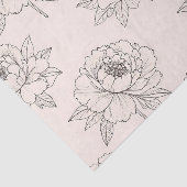 Peony Floral Line Art Pattern Soft Tissuepapier (Detail)