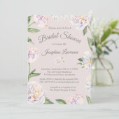 Peony Floral Mauve Invitations de douche nuptiale (Debout devant)