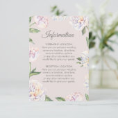 Peony Floral Mauve Mariage Cartes d'information (Debout devant)