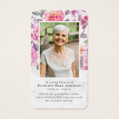 Peony Floral Memorial Prayer Card Visitekaartje (Voorkant)