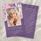 Peony Floral Memorial Prayer Card Visitekaartje