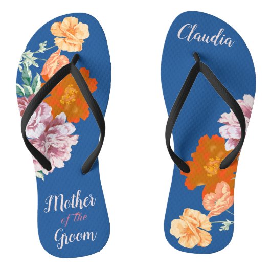 Peony Floral Moeder van het Groom Blue Wedding Teenslippers (Voetbed)