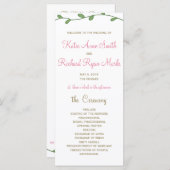 Peony Floral Order of Service/Wedding Program Kaar Programma (Voorkant / Achterkant)