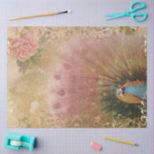Peony Floral Peacock Blush Pink Gold Decoupage Tissuepapier (Craft)