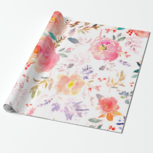 Peony floral Pink Pattern Antiek Weddings Cadeaupapier