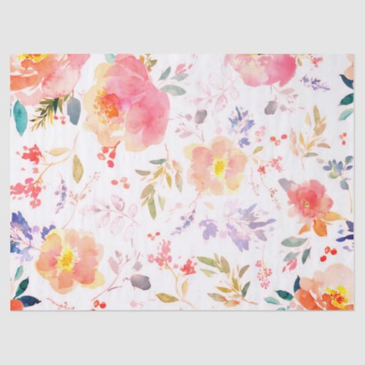 Peony floral Pink Pattern Antiek Weddings Tissue Tissuepapier (Voorkant)