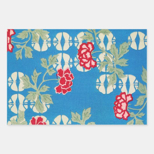 Peony Floral Print  Japans Retropatroon Inpakpapier Vel (Voorkant 2)
