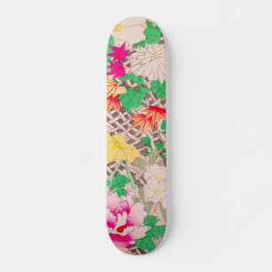 Peony Floral Print  Japans Retropatroon Skateboard