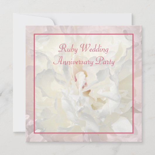 Peony floral ruby huwelijksuitnodiging kaart (Voorkant)