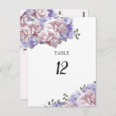 Peony Floral Table Seating Number Kaart (Voorkant / Achterkant)