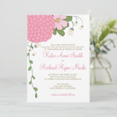Peony Floral Wedding Invitation Kaart (Staand voorkant)