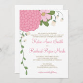 Peony Floral Wedding Invitation Kaart (Voorkant / Achterkant)