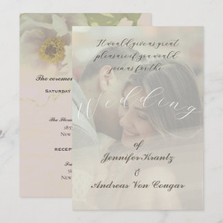 Peony Floral Wedding & Photo Invite Kaart