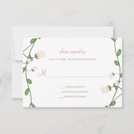 Peony Floral Wedding RSVP Kaart (Voorkant)