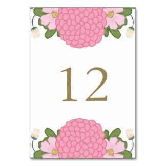 Peony Floral Wedding Table Number Kaarten