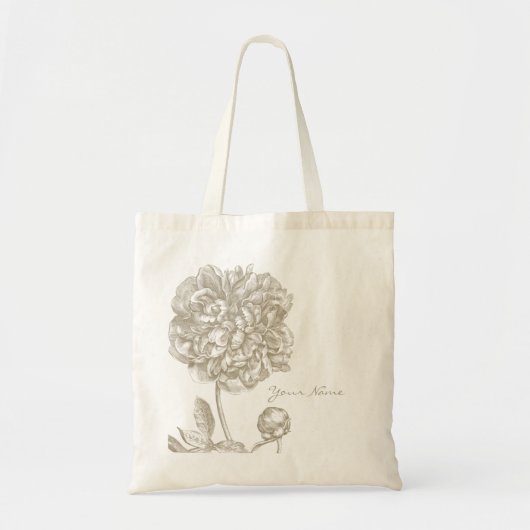 Peony Flower Botanical Tote Bag (Voorkant)