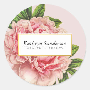 PEONY FLOWER eco  look bloemig stijlvol roze Ronde Sticker
