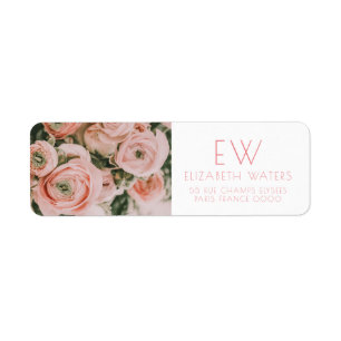 PEONY FLOWER RETURN ADRES ETIKETTERS ETIKET