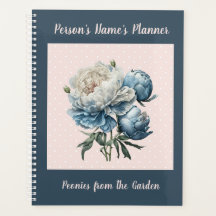 Peony Flowers in Blue & White op roze & Blue