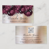 Peony Flowers Roos Silver Logo Event Planner Visitekaartje (Voorkant / Achterkant)