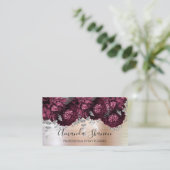 Peony Flowers Roos Silver Logo Event Planner Visitekaartje (Staand voorkant)