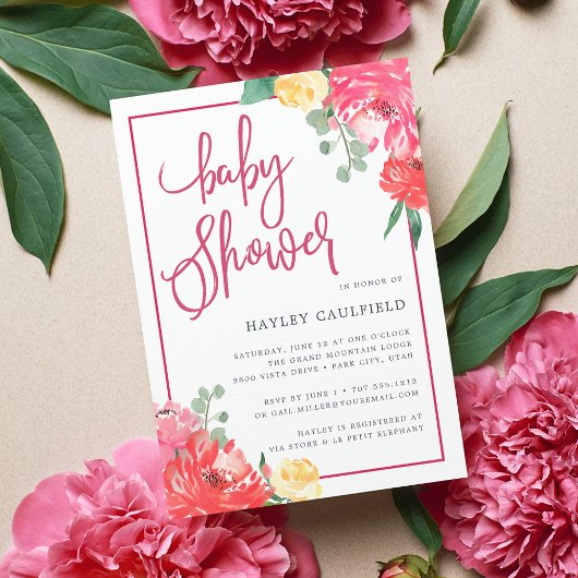 Peony Garden | Invitation Baby shower