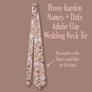 Peony Garden Names + Date Adobe Clay Wedding Stropdas