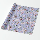 Peony Garden Periwinkle Lavender Wedding Cadeaupapier (Uitgerold)