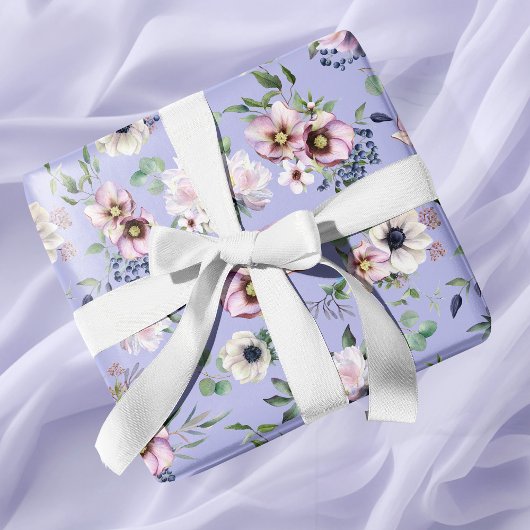 Peony Garden Periwinkle Lavender Wedding Cadeaupapier