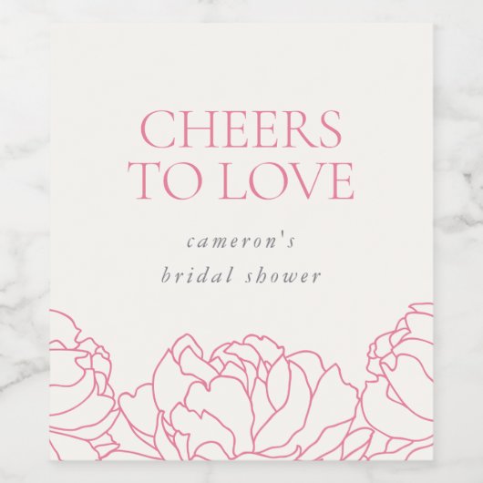 Peony Garden Vrijgezellenfeest "Proost op Liefde" Wijn Etiket (Enkel label)