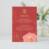 Peony Gold Chinese Mariage Détails Carte de boîtie (Debout devant)