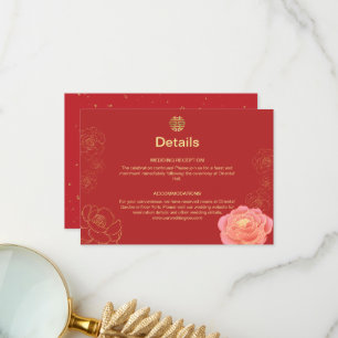 Peony Gold Chinese Wedding Details Enclosure Kaart